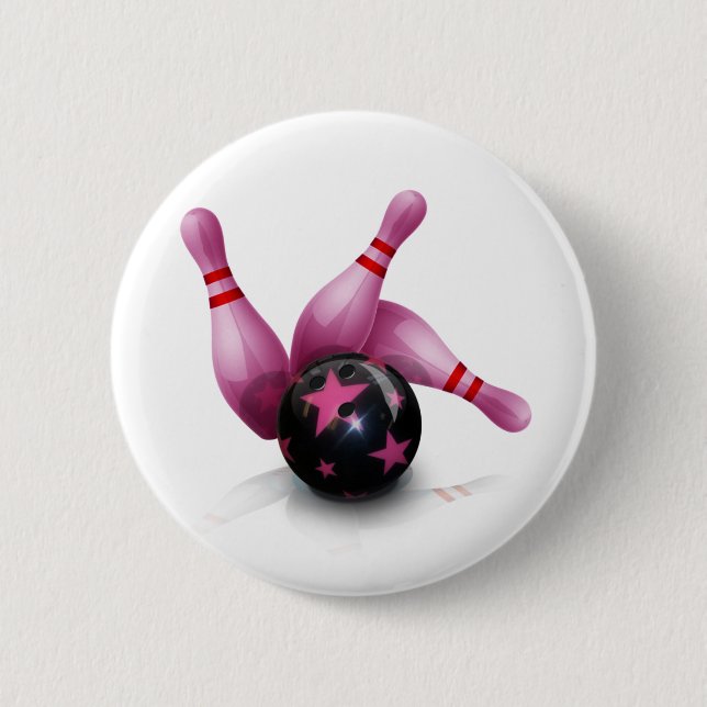 Bowlings-Team - Ball und Stifte Button (Vorderseite)