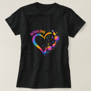 Bowlingsherz Bunte Bowling-Pin-Liebhaber  T-Shirt