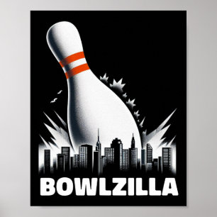 Bowlzilla zerstört Zehn Button Stadt Männer Kinder Poster