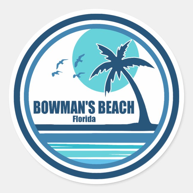 Bowman's Beach Florida Palm Tree Birds Runder Aufkleber (Vorderseite)