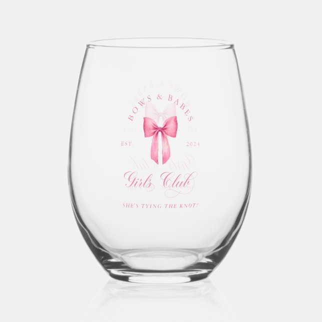 Bows and Babes Girls Club Weinglas Ohne Stiel (Rückseite)