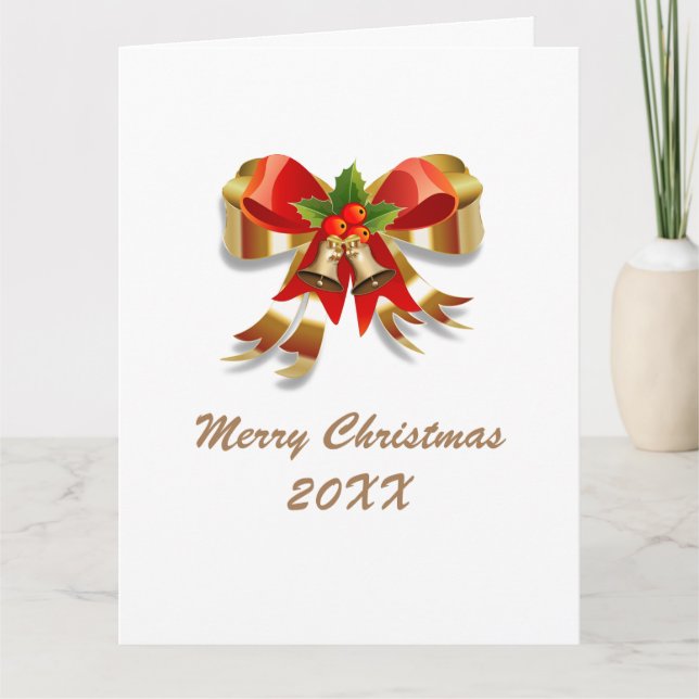 Bows and Bells Frohe Weihnachtskarte Karte (Vorderseite)