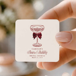 Bows and Bubbly Bridal Shower Quadratischer Aufkleber