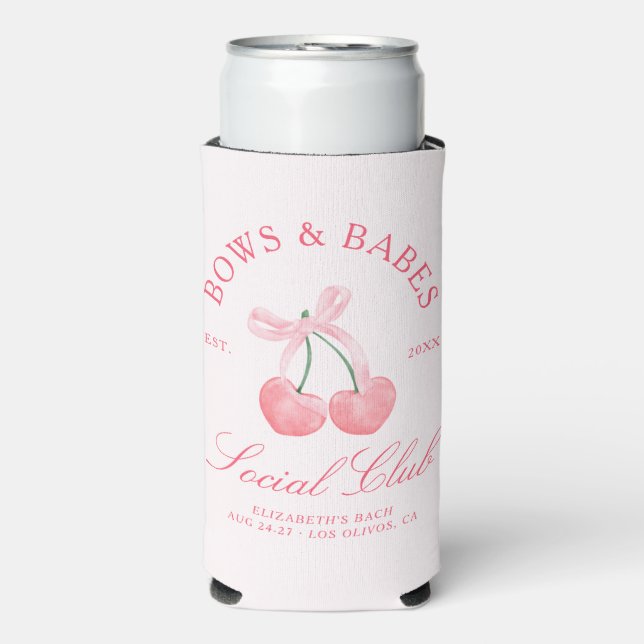 Bows & Babes Coquette Cherries Selters Dosenkühler (Seltzer Vorderseite)