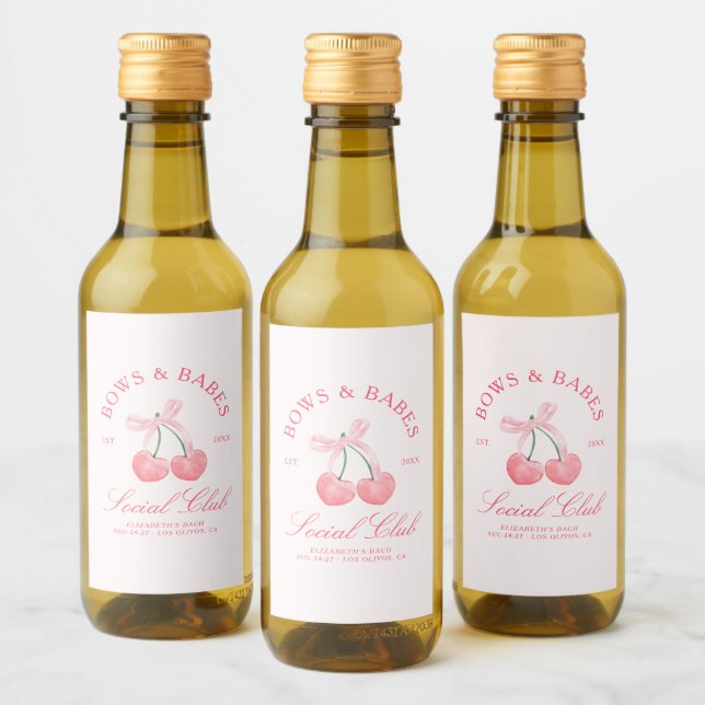 Bows & Babes Coquette Cherries Weinetikett (Flaschen)