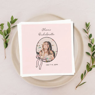 Bows & Babes Pink Bow Coquette Junggeselinnen-Absc Serviette