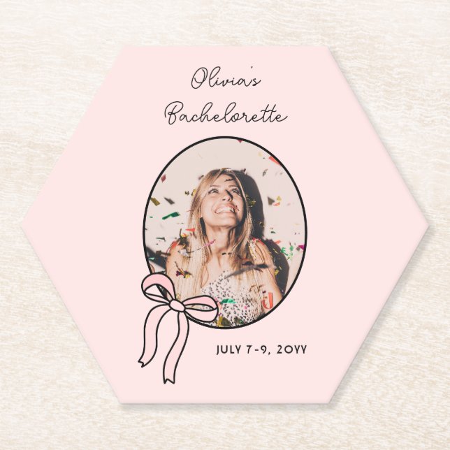 Bows & Babes Pink Bow Coquette Junggeselinnen-Absc Untersetzer (Vorderseite)