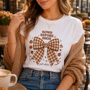 Bows Before Bros Herbst Coquette Karo-Schleife Gra T-Shirt