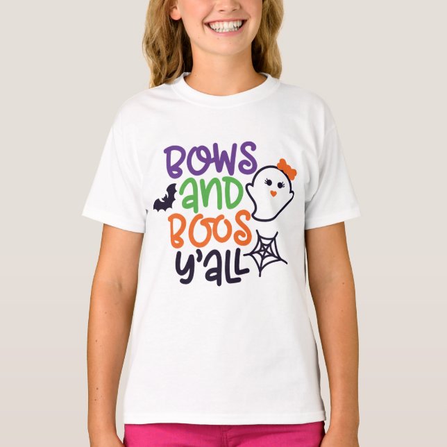Bows & Boos Y'all, Fun Halloween T-Shirt (Vorderseite)
