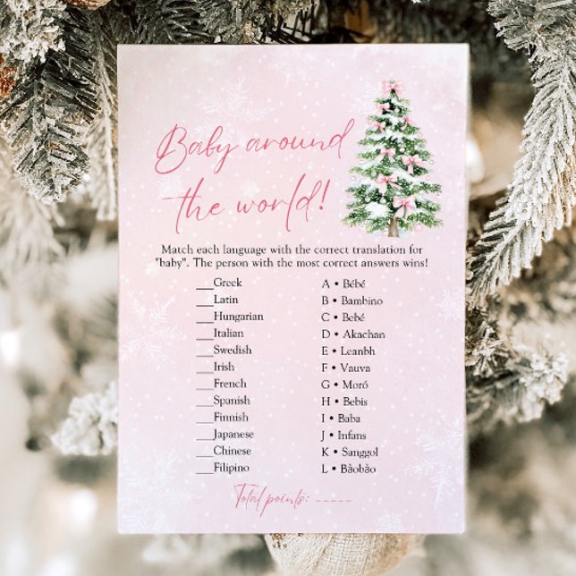 Bows Christmas Baby rund um die Welt Baby-Dusche Einladung (Pink Bows Christmas Baby Around The World Baby Shower Game)