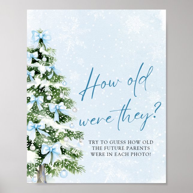 Bows Christmas How Old Were They Baby Shower Game Poster (Vorne)