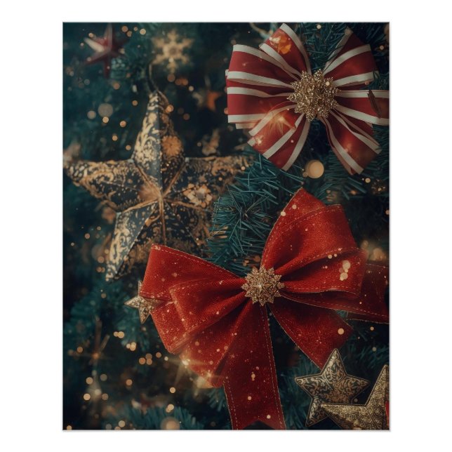 Bows & Stars Christmas Poster (Devant)