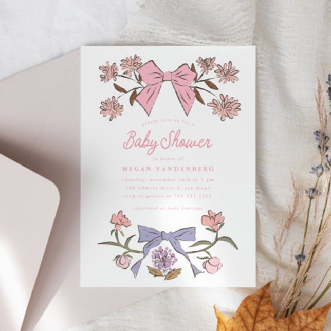 Bows und Blume Kinderdusche Einladung (Von Creator hochgeladen)