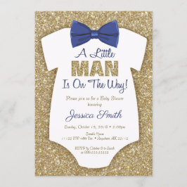 Bowtie Baby Shower Einladung Gold Glitzer