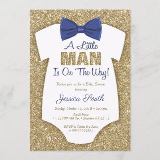 Bowtie Baby Shower Einladung Gold Glitzer