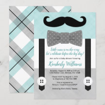 Bowtie baby shower invitation menthe gris petit ho
