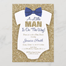Bowtie Baby shower Invitation Parties scintillant