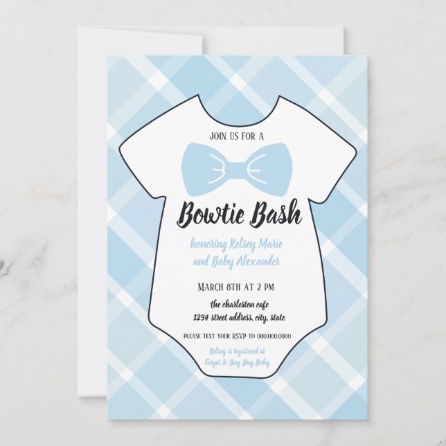 Bowtie Bash Southern Baby Dusche Einladung (Vorderseite)