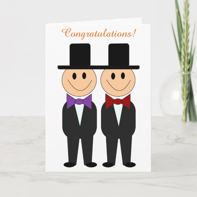 Bowtie Grooms Gay Wedding Card Karte (Vorderseite)