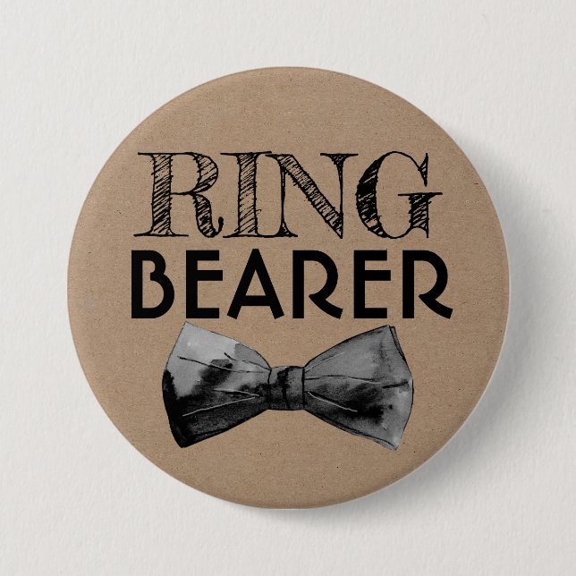 Bowtie Ring Bearer Ring Security Wedding Button (Vorderseite)