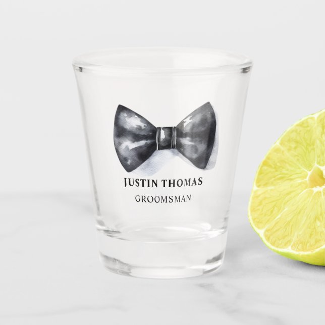 Bowtie Wedding Party Trauzeuge Geschenk Schnapsglas (Vorderseite)