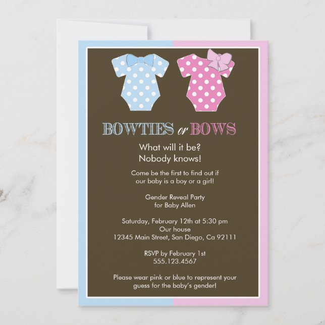 Bowties oder Bögen? Geschlecht decken Einladung (Vorderseite)