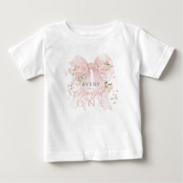 Bowtiful One 1st Birthday Floral Bow Girls Baby T-shirt