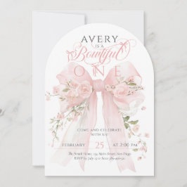 Bowtiful One 1st Birthday Floral Bow Girls Einladung