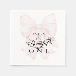 Bowtiful One 1st Birthday Pink Bow Girls Serviette