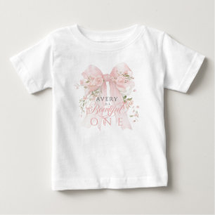 Bowtiiful One 1. Geburtstag Floraler Bogen Mädchen Baby T-shirt