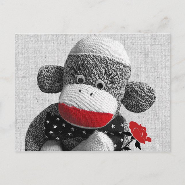 Bowty The Sock Monkey Postcard Postkarte (Vorderseite)