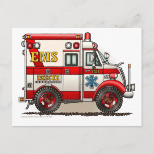 Box Ambulance EMS EMT Emergency Postkarte