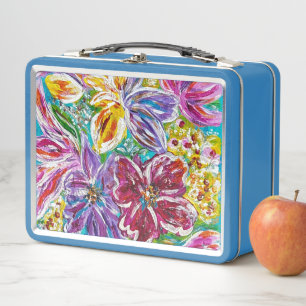 Box Boîte à lunch aux fleurs de vase bleu