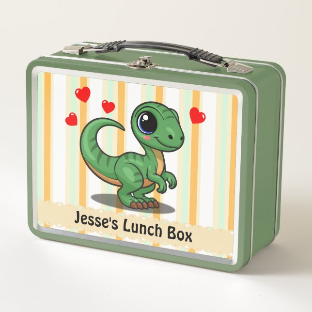 Box Boîte à lunch Cute Dinosaur - Ajouter un nom (Devant)