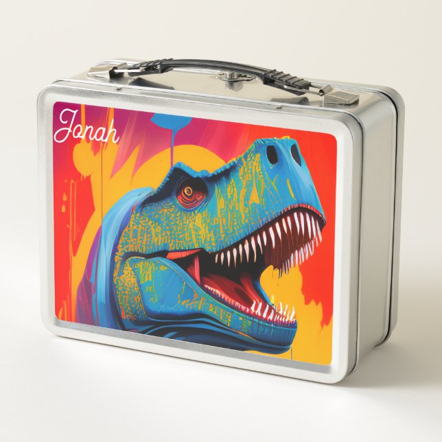 Box Boîte à lunch dinosaure à nom personnalisé - Boîte (Dos)