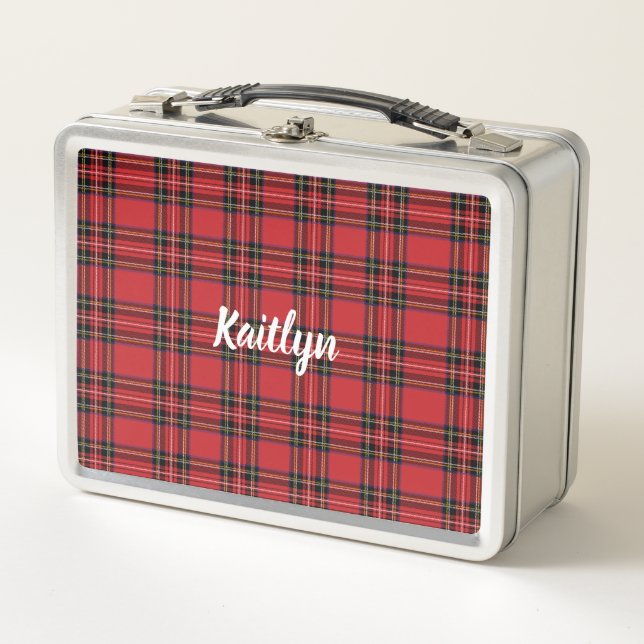 Box Boîte à lunch en acier inoxydable Tartan rouge (Devant)