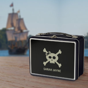 Box Boîte à lunch en métal avec drapeau de pirate tête