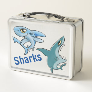 Box Boîte à lunch en métal bleu requins