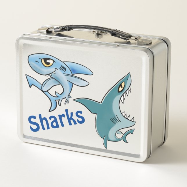 Box Boîte à lunch en métal bleu requins (Dos)