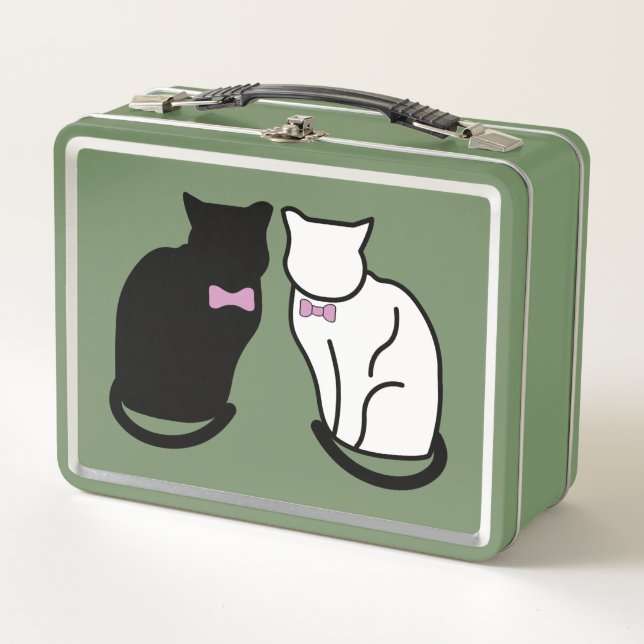 Box Boîte à lunch en métal de chat noir et blanc (Devant)