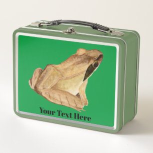 Box Boîte à lunch en métal de grenouille à bois