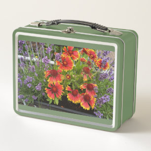 Box Boîte à lunch en métal Fleurs colorées de jardin