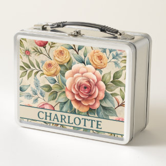 Box Boîte à lunch en métal floral enchantée
