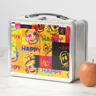 Box Boîte à lunch en métal HAPPY Glitchée