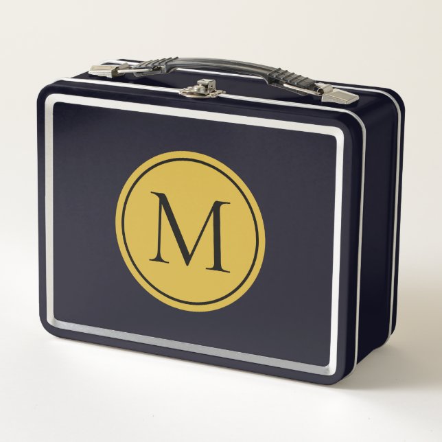 Box Boîte à lunch en métal monogramme sur mesure Éléga (Devant)