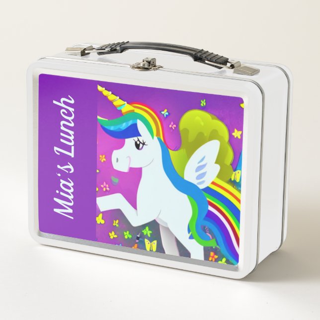 Box Boîte à lunch en métal Unicorne mignonne (Devant)