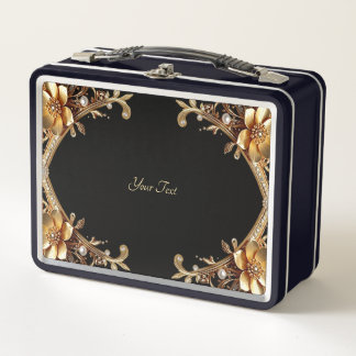 Box Boîte à lunch Fleurs Décoratives en Or