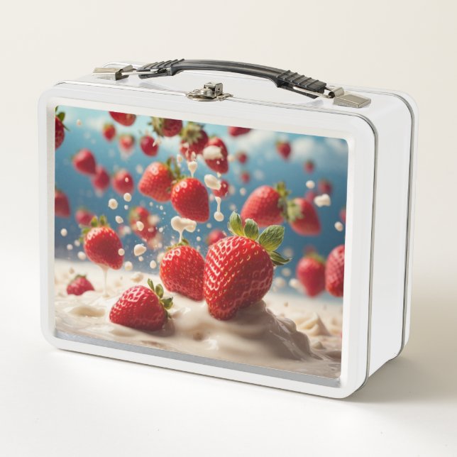 Box Boîte à lunch métallique à la fraise (Devant)
