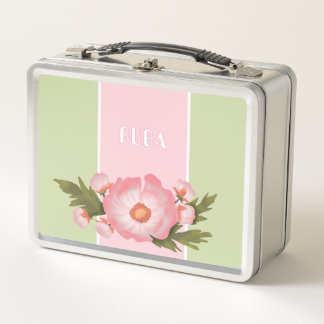 Box Boîte à lunch métallique florale rose mignonne