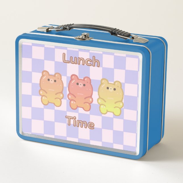 Box Boite à lunch mignonne à l'ours gummy ! [bleu] (Devant)
